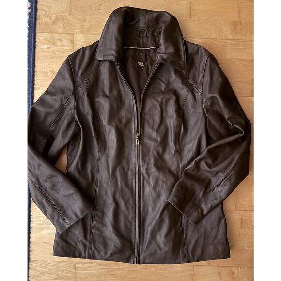 Wilson 's Leather Jacket Dark Brown Zip Front Pockets Soft Collar XL - Picture 1 of 4